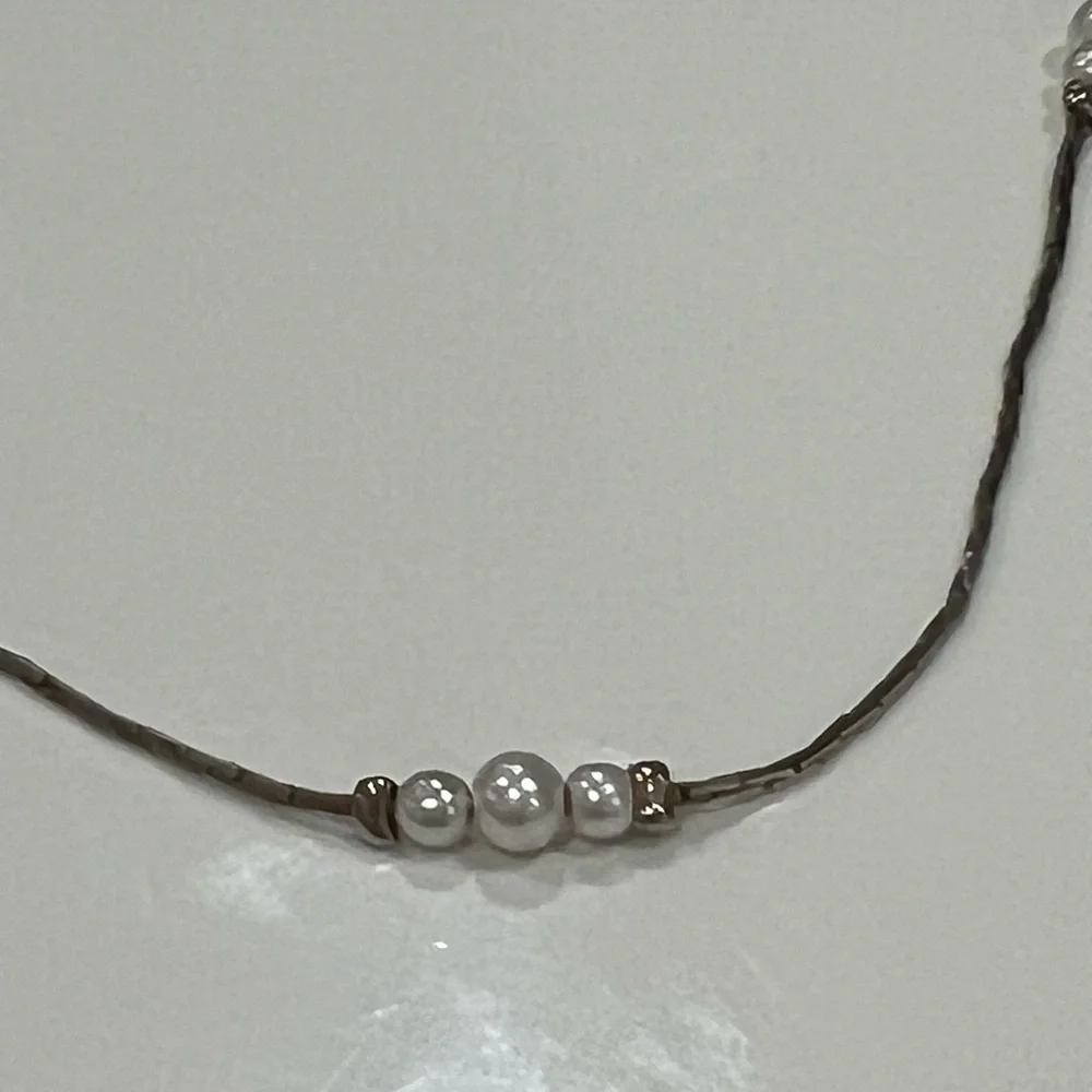 Elegant Silver-Tone Pearl Station Necklace - Women Jewelry